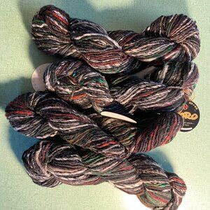 Noro Cash Island Yarn, Lot of 4 Black Multicolor, Wool/Cashmere/Nylon